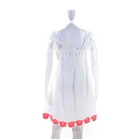 J Crew Womens Sleeveless Square Neck Embroidered Trim Dress White Cotton Size 2 - Picture 3 of 6